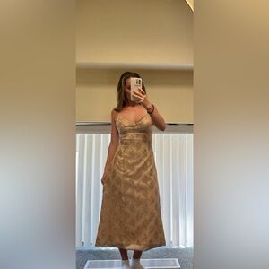 Lazaro gold midi dress